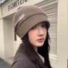 Korean Hat Women's Big Head Wool Knitted Hat Versatile Face Showing Small Pile of Hats Retro Warm Cold Hat