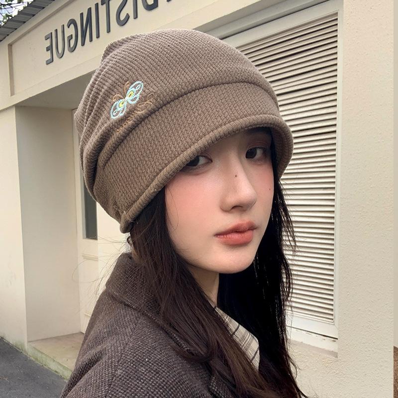 Korean Hat Women's Big Head Wool Knitted Hat Versatile Face Showing Small Pile of Hats Retro Warm Cold Hat