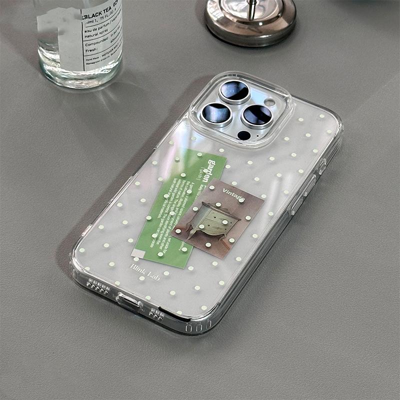 Y2k Korean Full Screen Polka Dots Phone Case For iPhone 17 AIR 17 16Pro 15 14 13 12 11Pro MAX XR XS MINI 78Plus Clear Back Cover