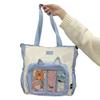 Large-capacity transparent women's bag New shoulder bag Printed student tutoring bag Crossbody bag Contrast color