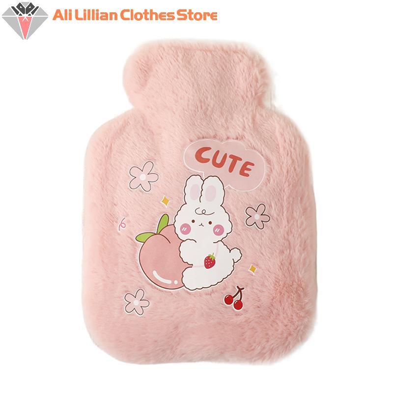 Cartoon Plush Rabbit Bear Hot Water Bottle Water Filling Velvet Small Portable Student Hand Warmer Cute Warm Water Bag