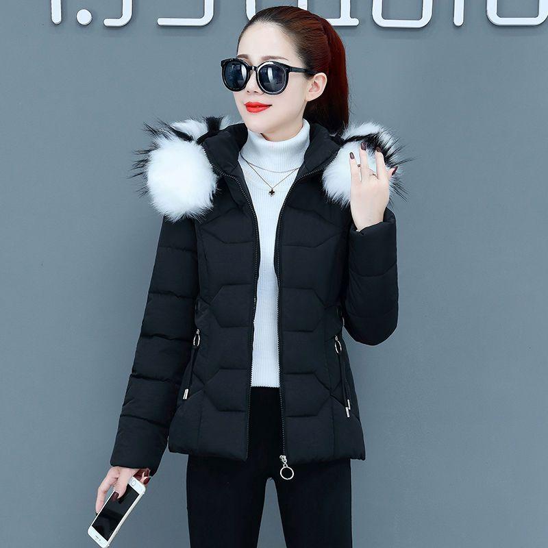 

Женская зимняя парка, пальто большого размера, хлопковая подкладка, женское тонкое длинное утолщенное теплое пальто с капюшоном и воротником из искусственного меха M чёрный