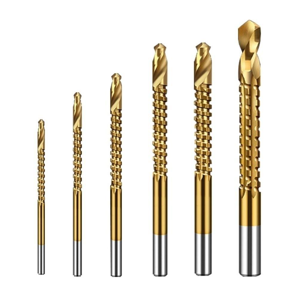 6pcs Hole Opening Twist Bore Bits 3-8MM HSS Drill Bits 3 in 1 Grooving Drills  Thin Wooden Board