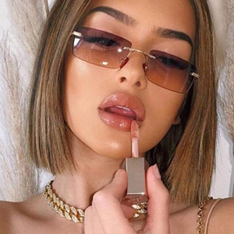 

Маленькие прямоугольные женские солнцезащитные очки, женские квадратные очки без оправы, люксовый бренд, солнцезащитные очки с градиентом UV400, мужские очки в стиле ретро