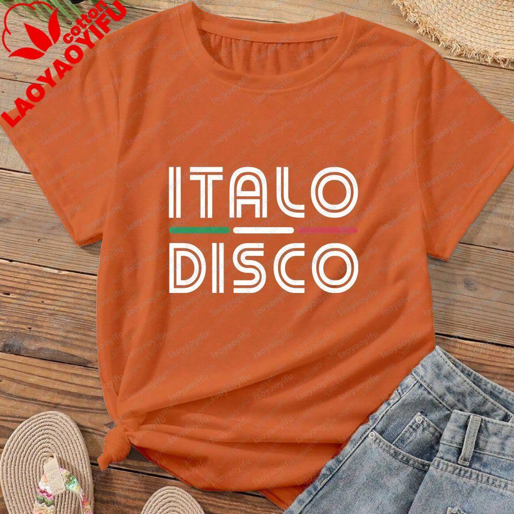 Italo Disco - Fashion Casual Trend Harajuku Short-sleeved Shirt Suitable for Both Unisex and WoUnisex. Patterned Pure Cotton T-shirt