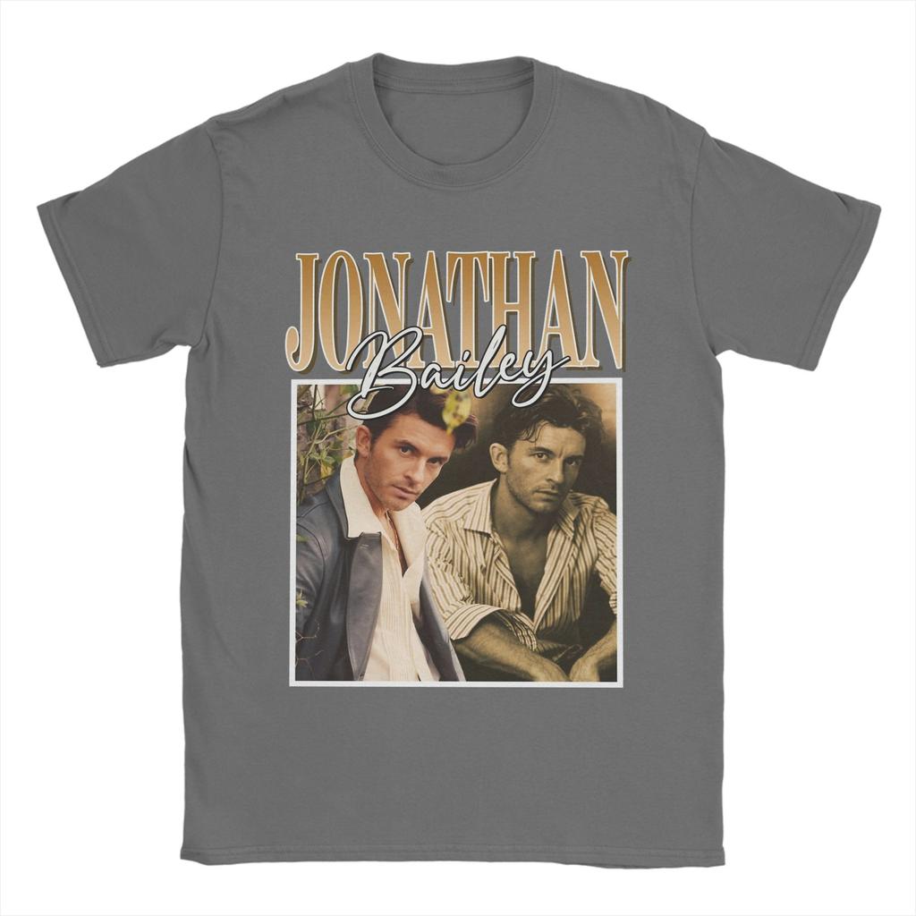 Jonathan Bailey Herren T-Shirts Lässiges T-Shirt Kurzarm Rundhals T-Shirts Reine Baumwolle Übergröße Tops