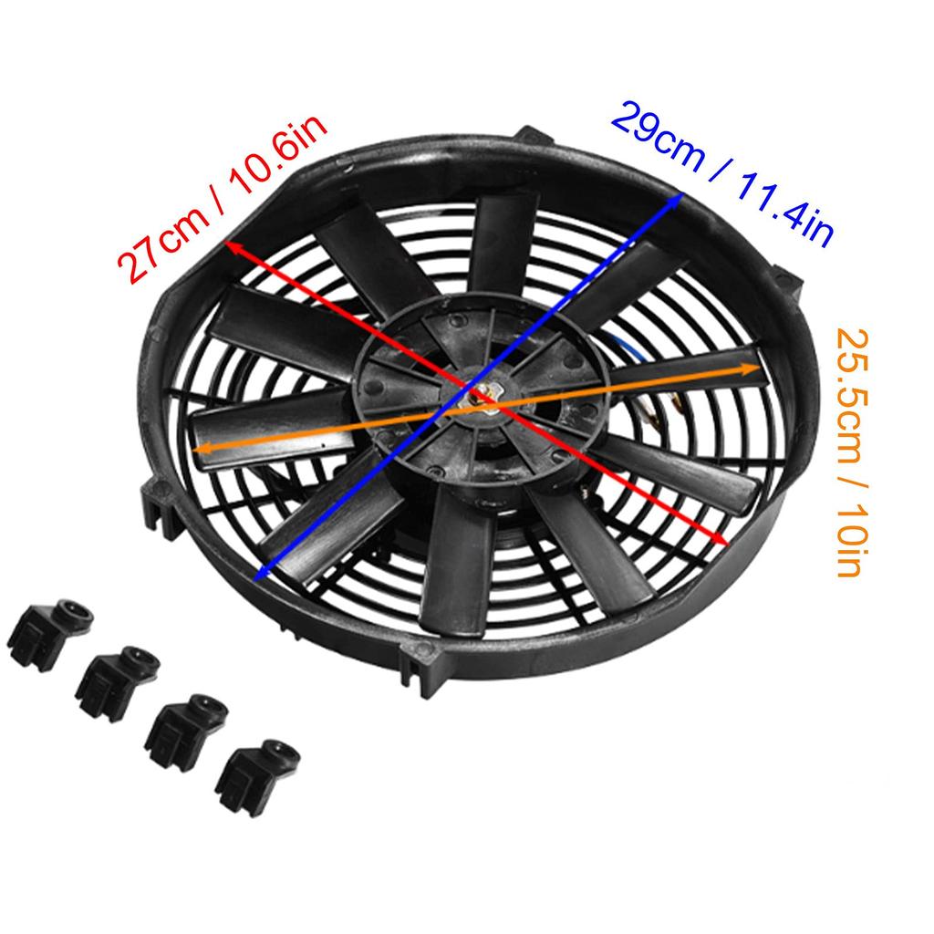 10-inch Universal Radiator Cooling Fan, 24V 80W 2100RPM Slim Fan with 10 Straight Blades for Universal Cars