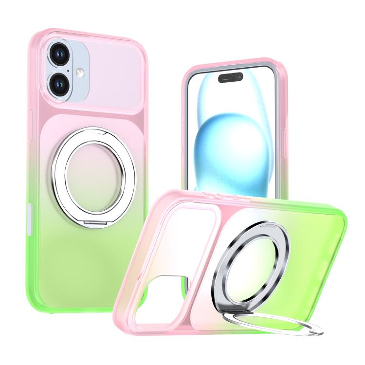 Phantom Skin Feel Gradient PC+TPU Phone Case With 360° Rotating Metal Holder, Magnetic Wireless Charging Shockproof Protective Cover