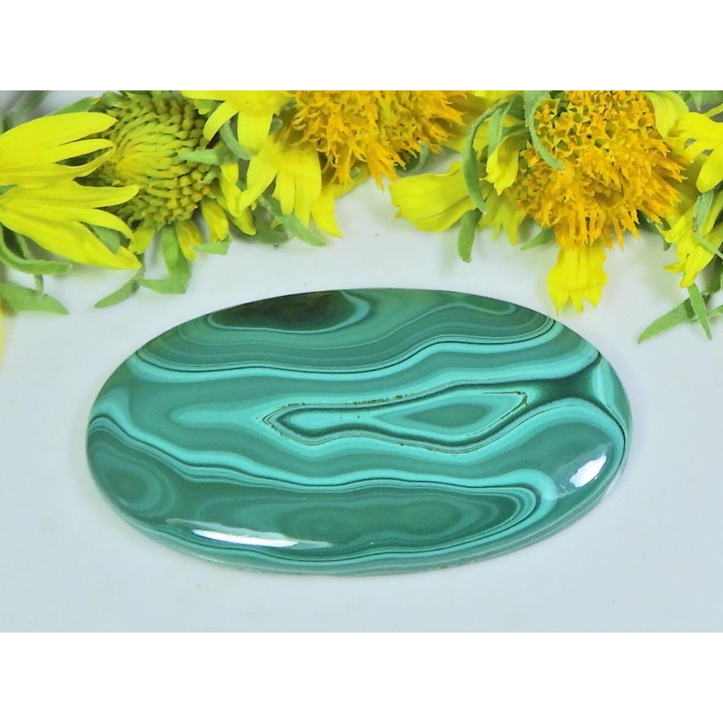 AA++ 64Cts. Natural Green Malachite Oval Cabochon Loose Gemstone 24X44X04MM D-21