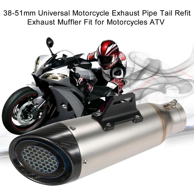 Tubo di Scarico Universale per Moto 38-51mm Coda Scarico Modificata Silenziatore di Scarico Adatto per Motocicli ATV Tubo di Scarico Blu con Kit di Montaggio