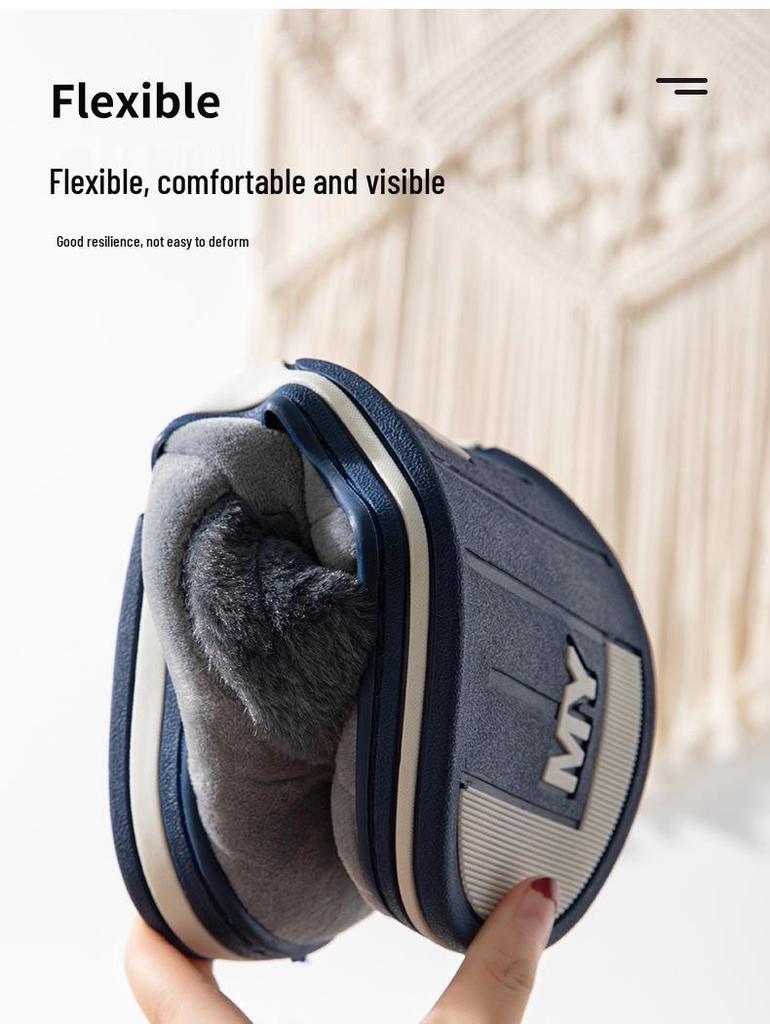 Men's Winter Backless Cotton Slippers, Extra Large Sizes, Warm Thick Sole (46-48)