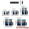 2pcs   2D FLAT PRINTING Curtains (Without Rod) Sunset Waves Pattern Popular Curtains Versatile Fabric Curtains Room Decor