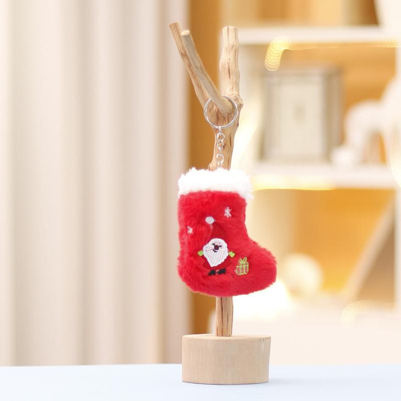 Santa Christmas Tree Hat Plush Keychain Toy Cartoon Decorations Doll Pendant