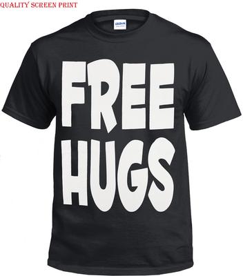 FREE HUGS T-Shirt Mens Womens Tees Top FUNNY JOKE HUMOUR COOL NOVELTY PRESENT GIFT PARTY XMAS TOP