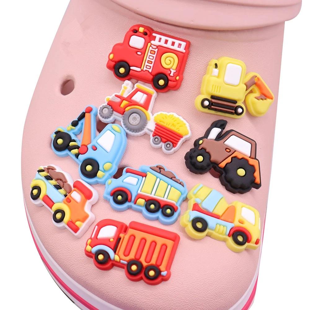 1Pcs PVC Mix Construction Vehicle Excavator Boys Buckle Clog Cool Children Cranes Car Shoe Charms Accessories Shoe Charm