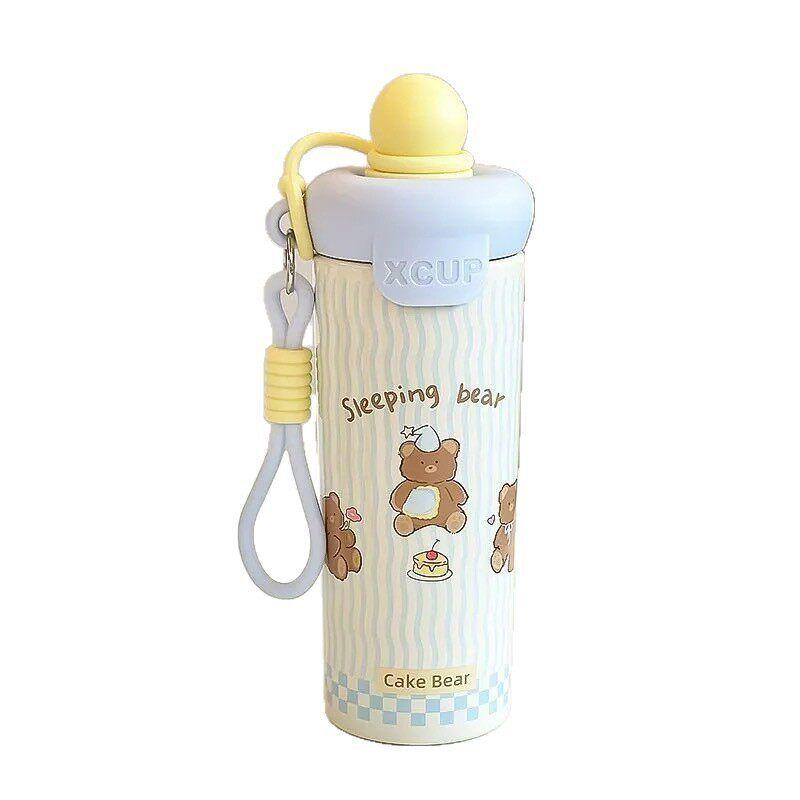 Super Cute Large-Capacity Thermos Cup, Cartoon Design, Dual-Use for Home and Car, Internet Celebrity, Quirky and Unique, with Cup for Goddesses