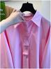 2025 Spring Women's Versatile Loose-Fit Cotton Polo Shirt - Solid Color, Long Sleeve, Commuting Style