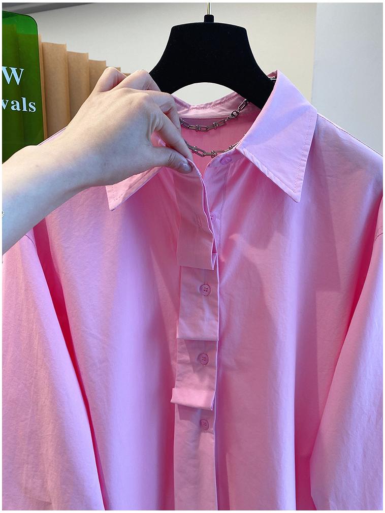 2025 Spring Women's Versatile Loose-Fit Cotton Polo Shirt - Solid Color, Long Sleeve, Commuting Style