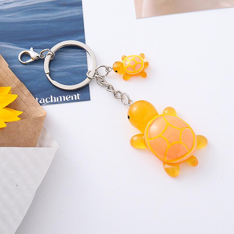 Cartoon 3D Luminous Turtle Keychain Pendant Cute Animals Charms Key Ring Exquisite Backpack Decoration Accessories Gifts