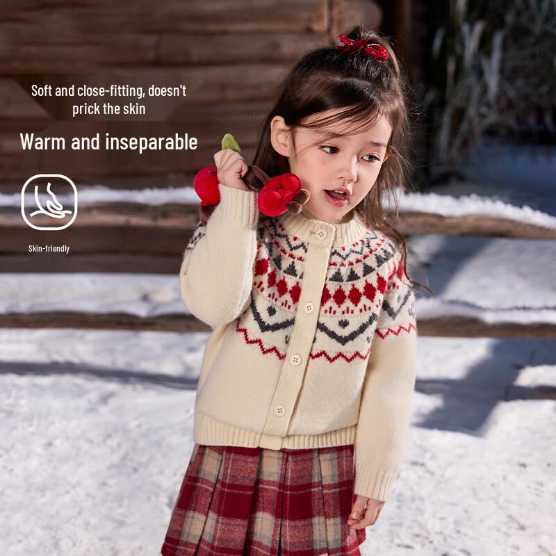 Детский вязаный кардиган ASK JUNIOR в стиле Fair Isle для девочек 110