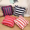 New Striped Pillowcase Lotus Leaf Skirt Edge Velvet Pillow Case Home Decor Soft Pillow Case Cover Bedroom Living Room