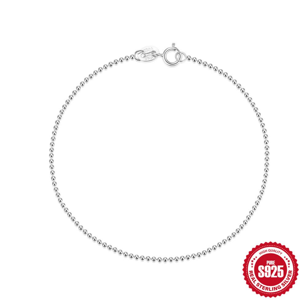 

Simple Daily S925 Sterling Silver Basic Round Bead Women S Bracelet Round Bead Chain Stacked Well Bracelet Bracelet 925 Silver платиновый