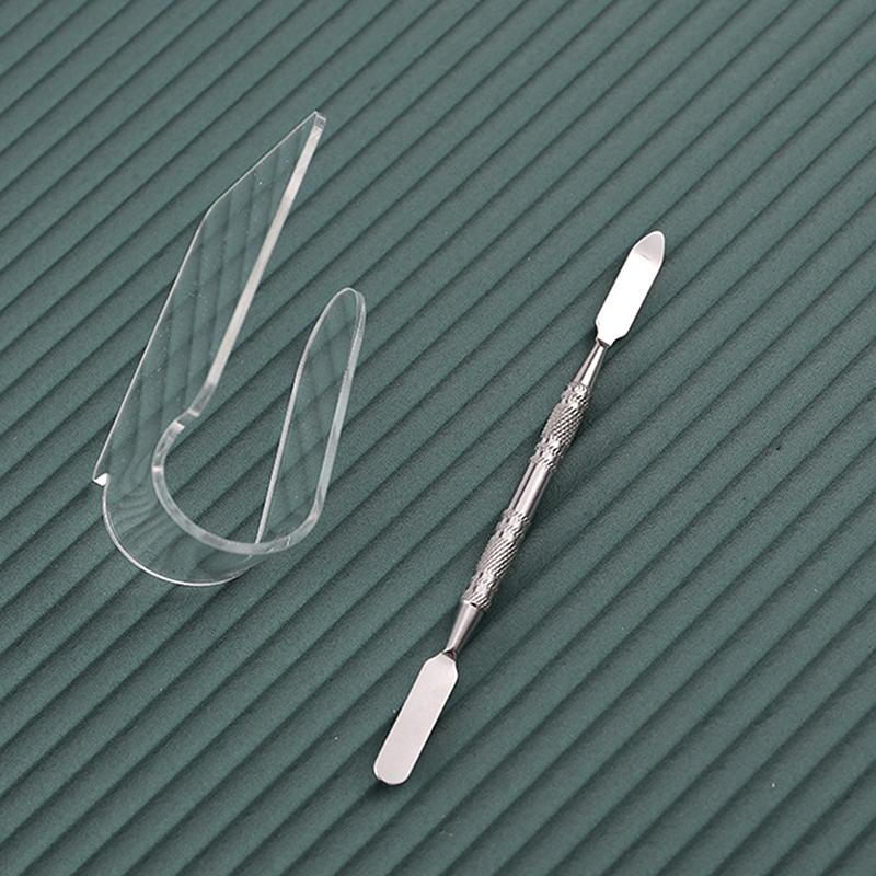 Acrylic Clear Makeup Palette Clear Nail Stamping Plates Polish Gel Mixing Stainless Steel Spatula Foundation Color Palette