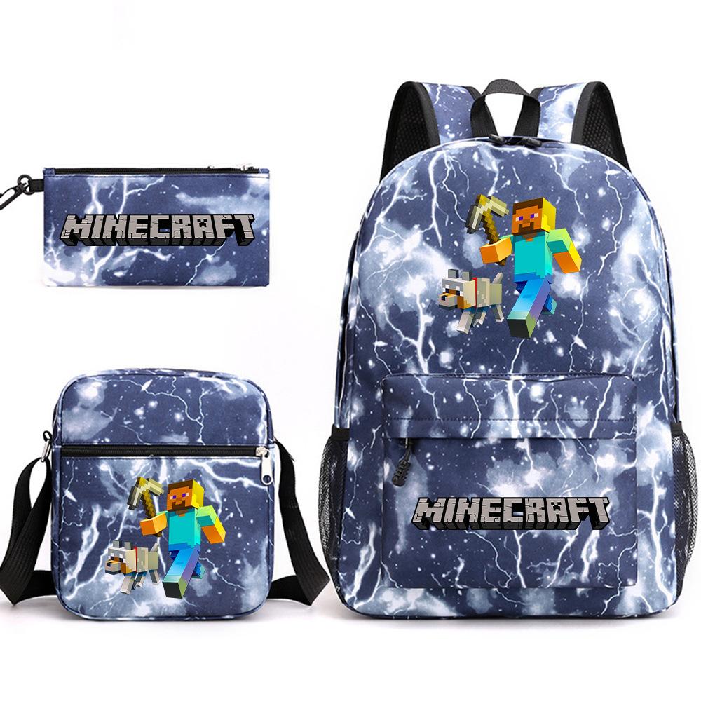 Minecraft Schooltas Game Merchandise Student Grote Capaciteit Print Drie Delige Schooltas Mannen En Vrouwen