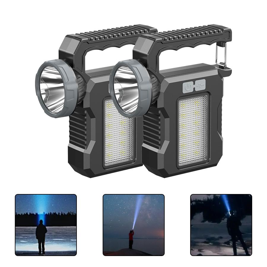 High Power Led Flashlights Rechargeable Camping Work Light Multi Functional Portable Light Solar Charging 4 Lighting Modes Torch