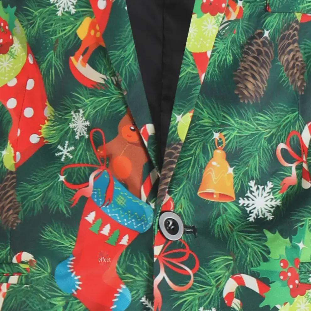 2024 Autumn/Winter Casual 3D Printed Christmas Suit & Trousers Set