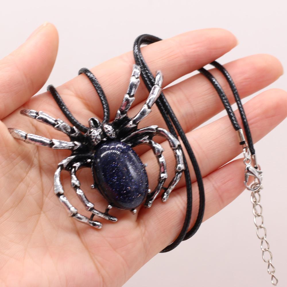 Natural Shell Alloy Necklace Spider-Shaped Brooch Pendant Charms For Elegant Women Love Romantic Gift