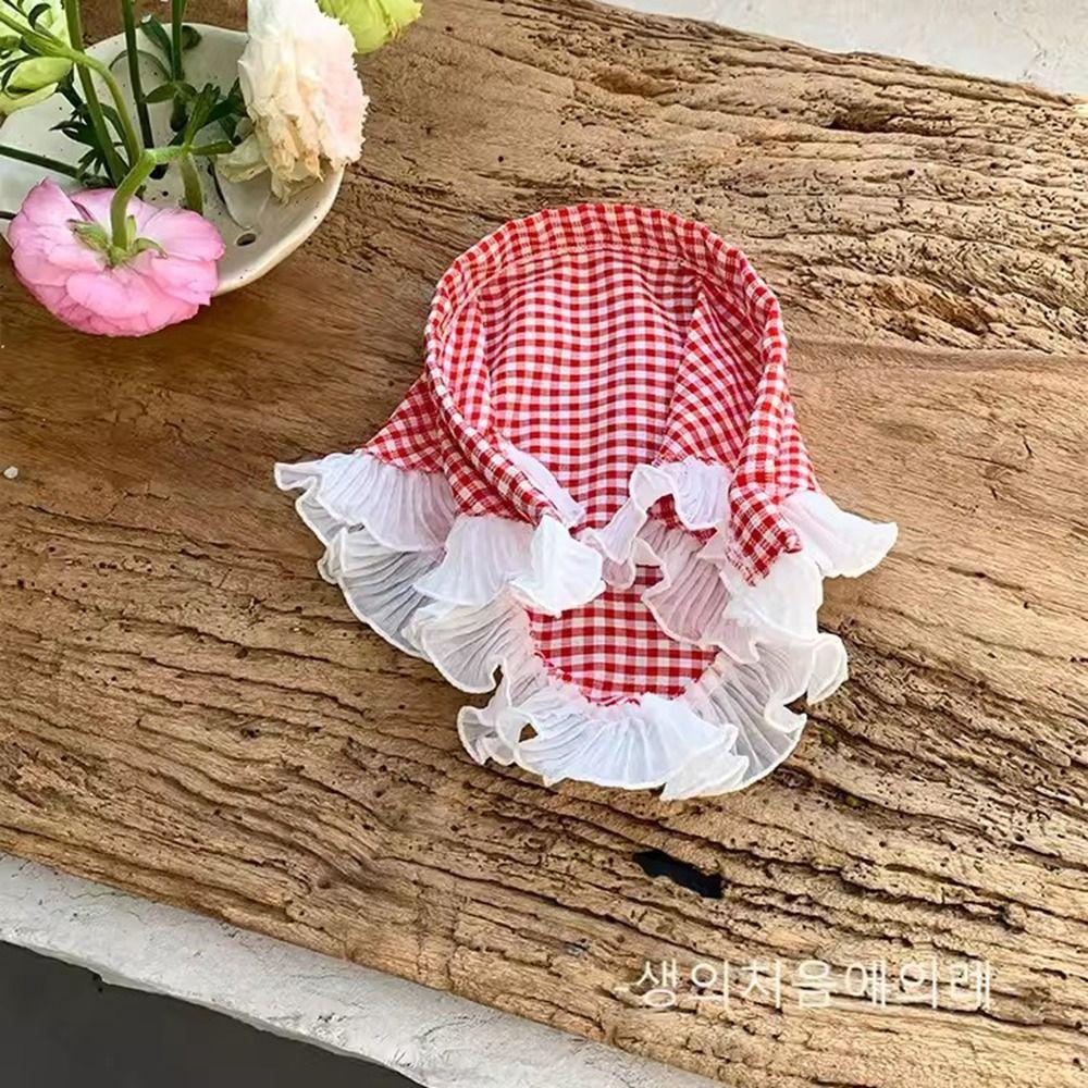 Printed Triangle Bandana Plaid Blue Triangle Scarf Vintage Lace Hair Scarf  Girls