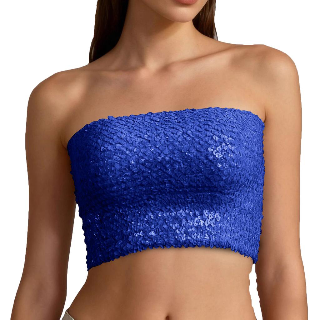 Women's Fashionable And Sexy Sequined Strapless Top