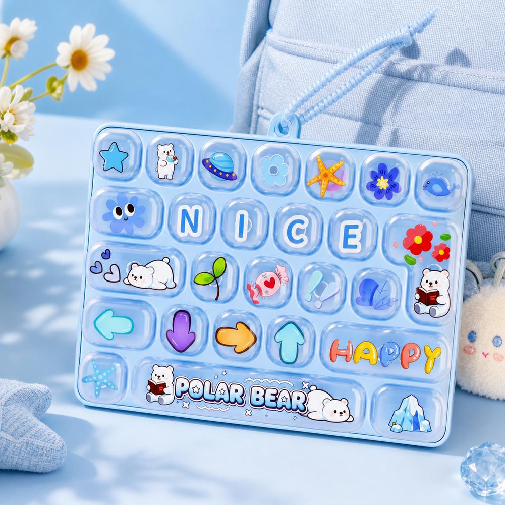Keyboard Fidget Toy 26 Key Mechanical Pressing Toy Cute Animal Diary Pendant Bag Keychain Anti Stress Relief Toys Adults