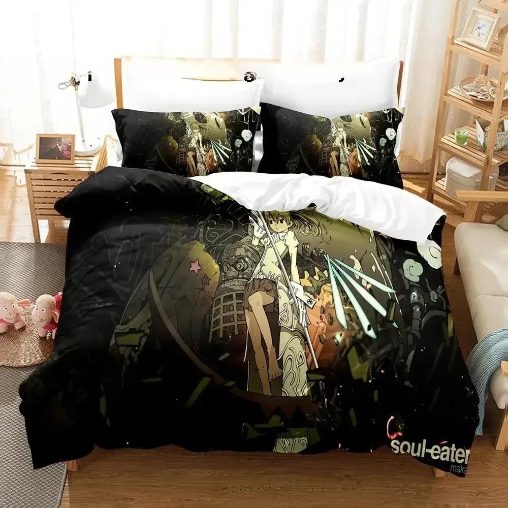 Ny 3D Tecknad Soul Eater Sängklädesset Enkelt Twin Full Queen King Size Sängset Vuxen Barn Sovrum Påslakanset Hemtextilier