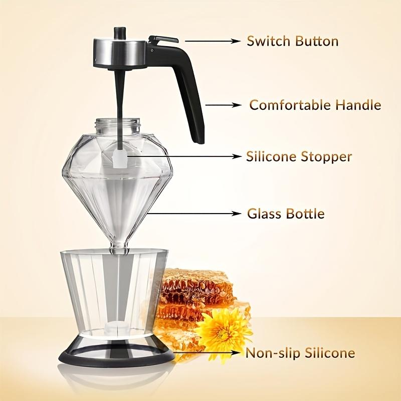 Ein Honigspender aus Glas für Olivenöl, exquisite Sirup- und Zuckerdosen, Salzbehälter, ein tropffreier Honigspender,