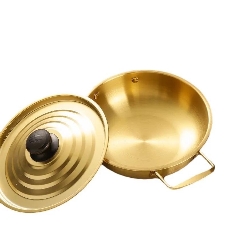 Stainless Steel Saucepan Dry Pots Home Cooking Seafood Rice Pot Paella Pan Picnic Snack Plates Cookware with Handle for Kitchen