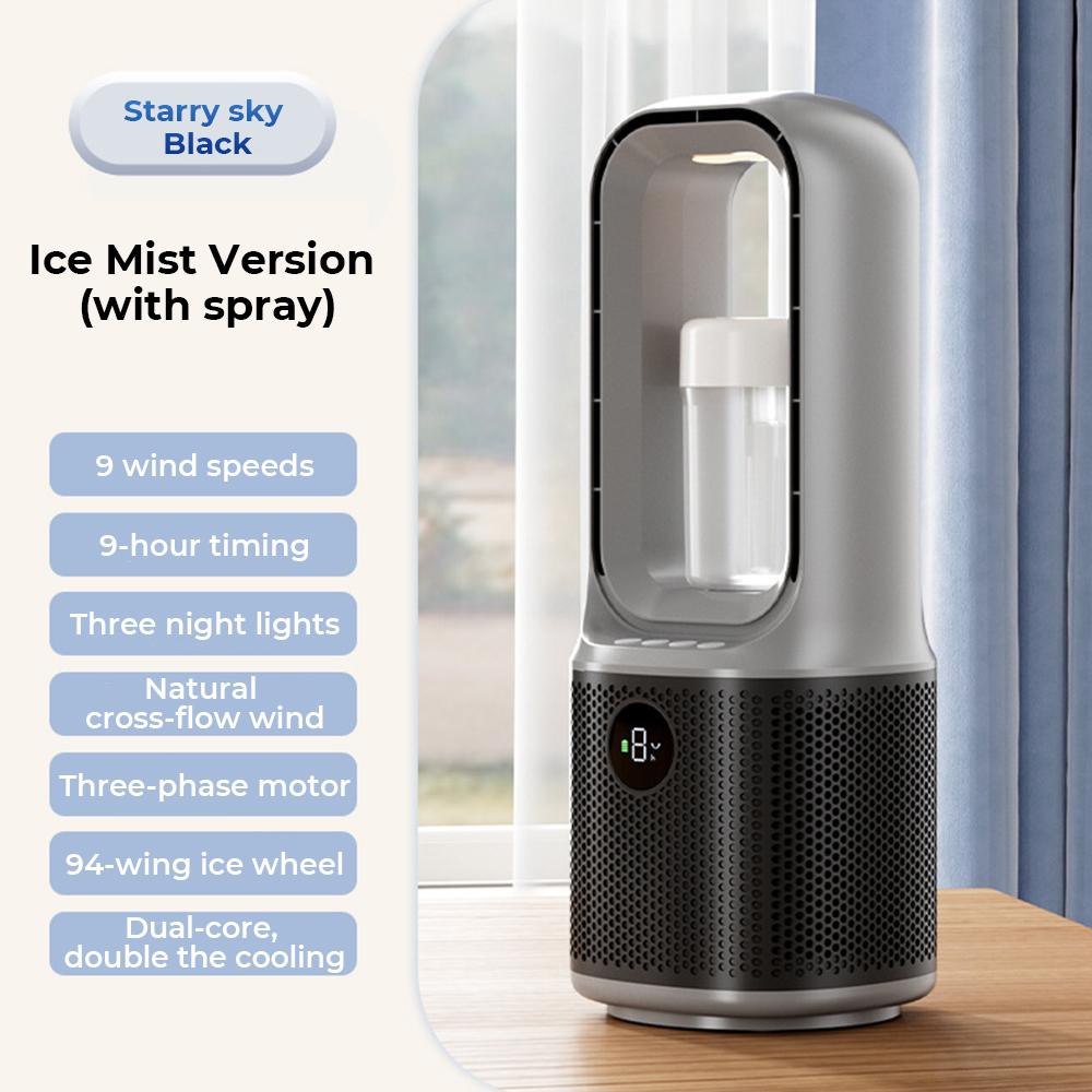 Bladeless Desk Fan 9 Speed Adjustment and Touch Control Portable Air Conditioner Cooling Fan Tower Air Cooler for Office Bedroom