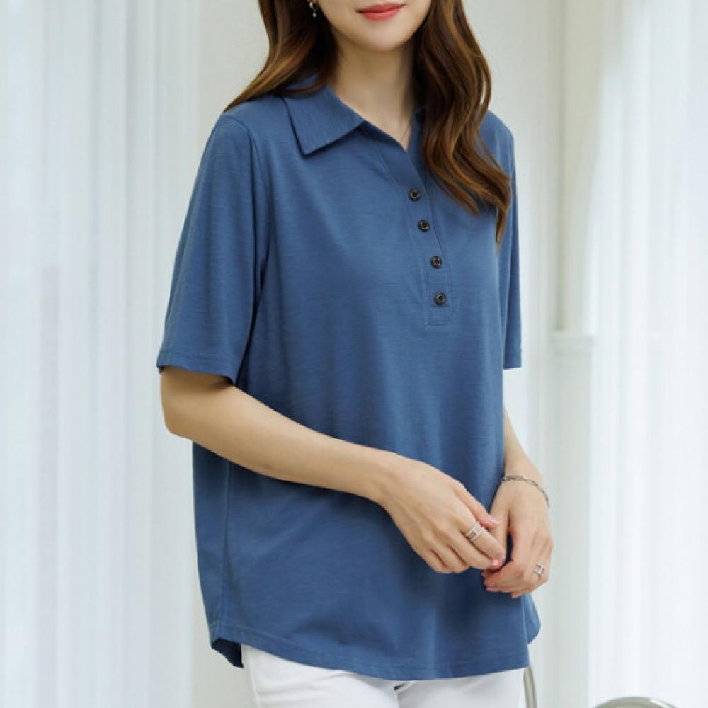 Dedra Women TaiTie Half Open Collar T shirT Tbd3210 Dc