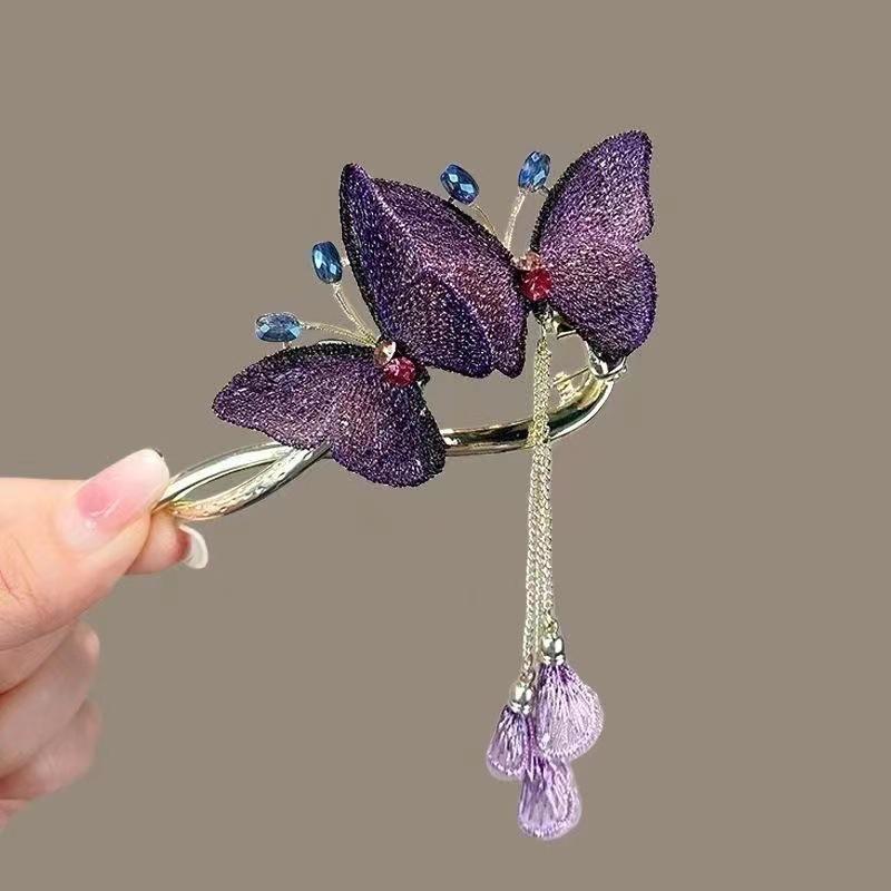 Ancient Style Lily Tulip Tassel Twist Hair Clip for Hanfu Updo
