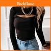 Sexy Mesh Long Sleeve T Shirt With Ribbed Cotton Fabric For Women