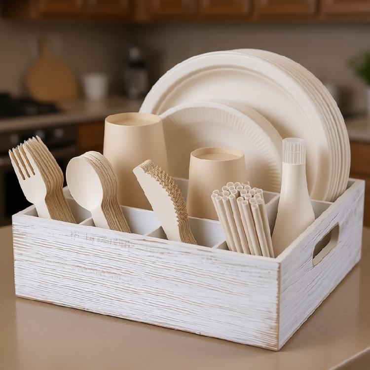 Practical Wooden Cutlery Rack With Multiple Sections For Spoons Forks