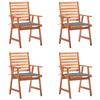 Outdoor Dining Chairs Set of 4 and Cushions Solid Acacia