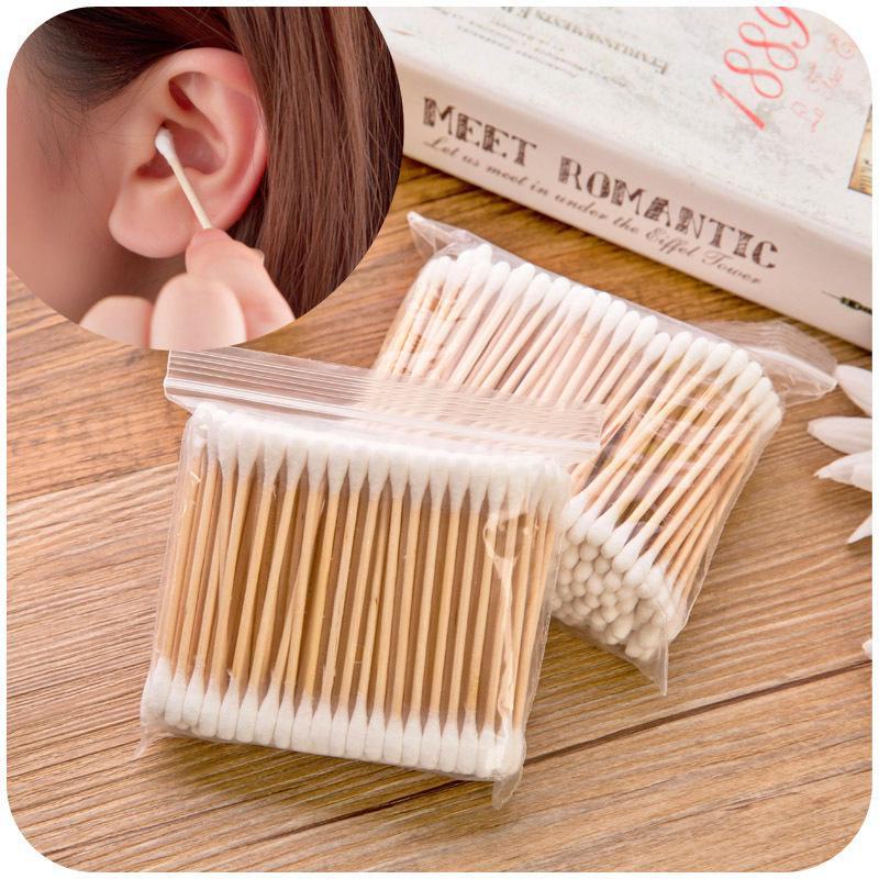 Wooden Cotton Swabs: Double-Headed, Disposable for Ear Cleaning & Cosmetic Use