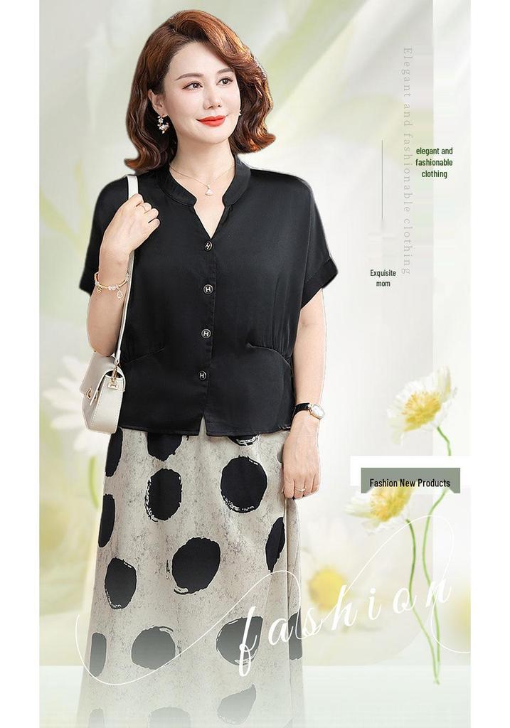Mamas Sommer-Mode Schlankmachendes Zweiteiliges Kleid Set für 2026: Stilvolles Cardigan-Top & Rock für Frauen mittleren Alters und ältere Frauen