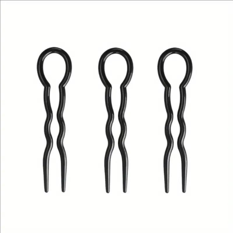 3 Pcs/Set U Shape Hair Clips Bun Maker Ponytail Holder Women Simple Style Hair Accessories