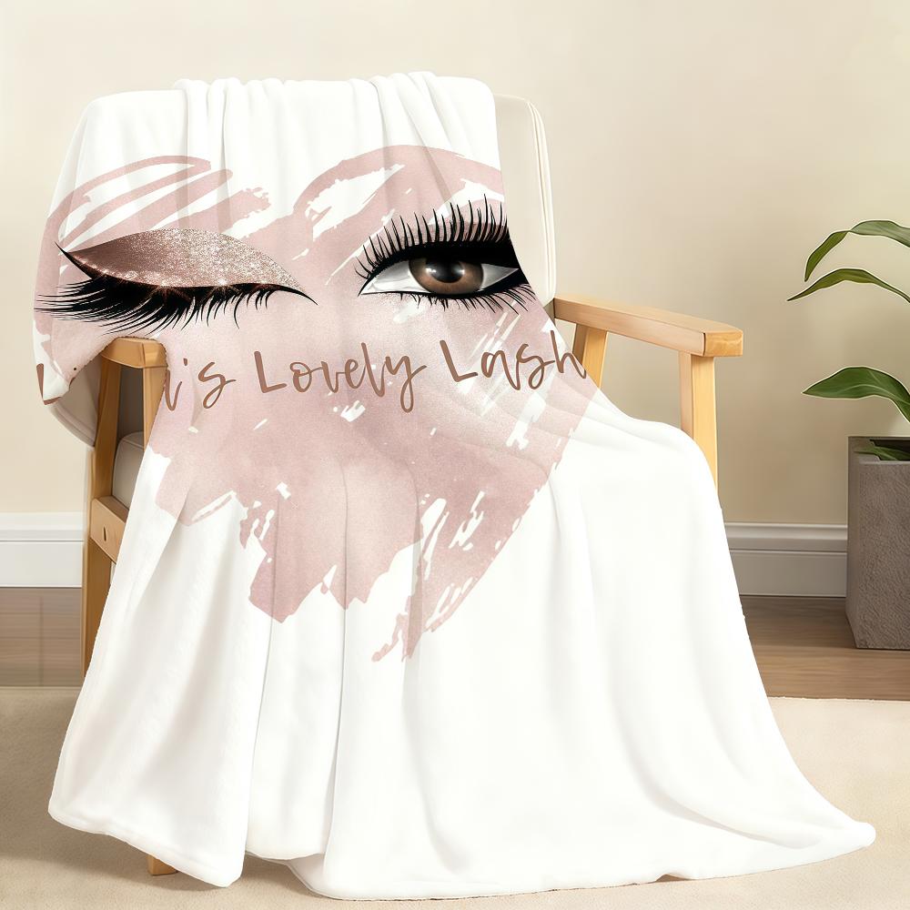 Ins Style Beauty Makeup Eyelash Peach Skin Blanket Soft Throw Blanket for Home Bedroom Bed Sofa Picnic Travel Office BlanketGift