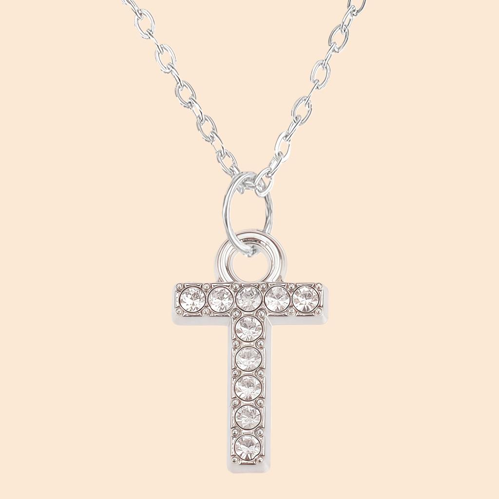 Shining Zircon A-Z Letter Pendant Necklace 26 Initial Alphabet Clavicle Chain For Women Valentine's Day Party Jewelry Gift