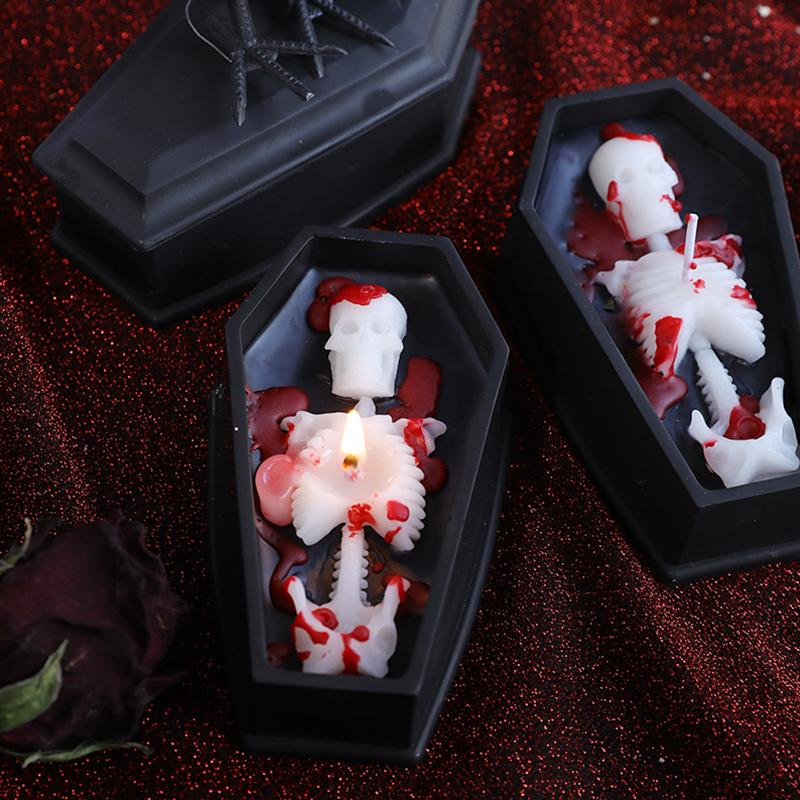 1PC Soybean Wax Blend Horror Gifts Black Party Aromatherapy Candles Halloween Tombstone Halloween Candles Home Decor 3 Styles