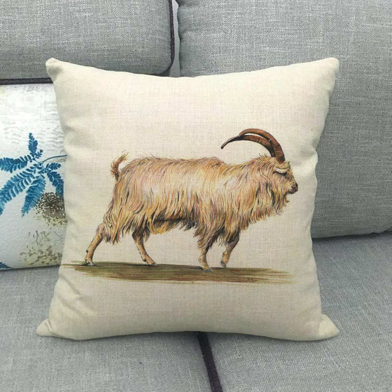 Animal Color Oil Painting Patterns Digital Printing Short Plush Pillow Covers For Car Sofa Office Cushion Cover Home Goods